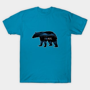 I Love AVL - Black Bear Cityscape - BlueBG 25 T-Shirt